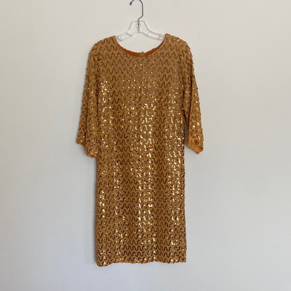 Gold Sequin Shift Dress